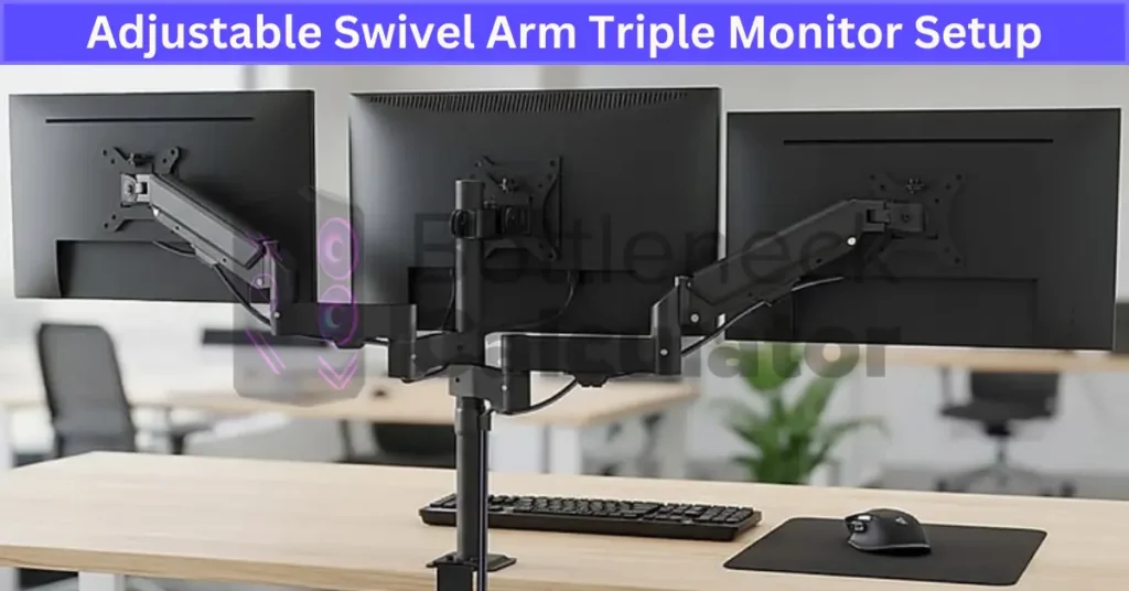 Adjustable Swivel Arm Triple Monitor Setup