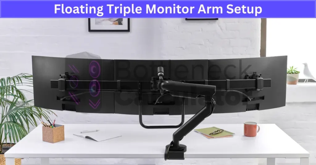 Floating Triple Monitor Arm Setup
