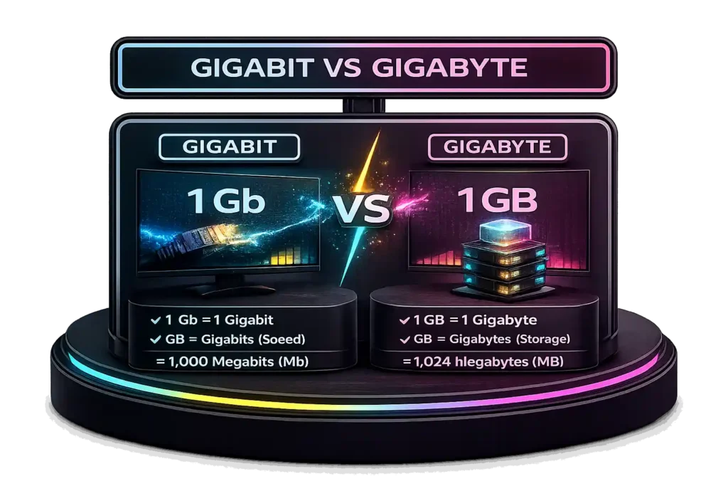Gigabit vs Gigabyte Key Differences in Speed & Storage
