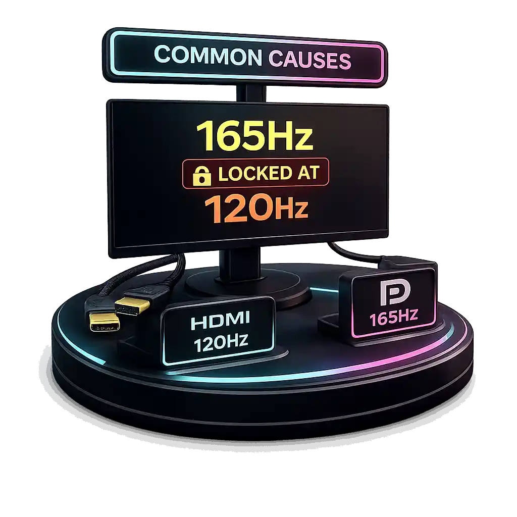 Why Your 165Hz Monitor Is Locked at 120Hz and How to Fix It